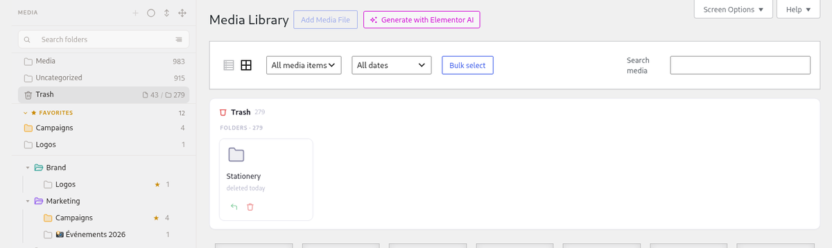 Trash - Trash lists deleted folders with the date. Restore or remove them from here.